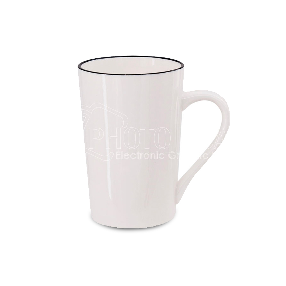 12 oz. Ceramic Latte Mug with Black Rim