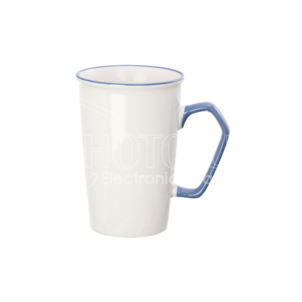 15 oz. Sublimation Two-Tone New Bone China Latte Mug with Colored Geometric Handle