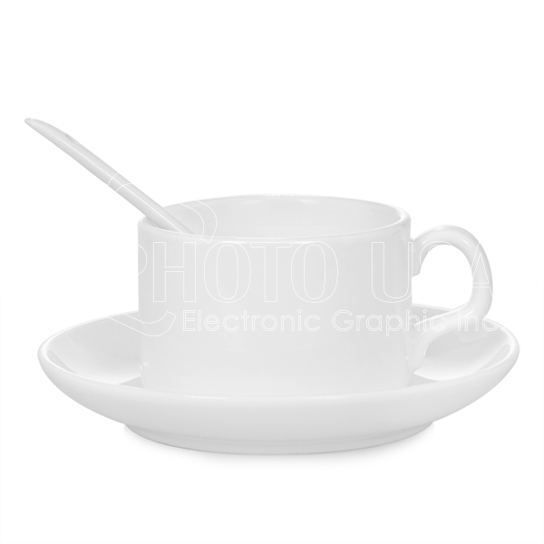4 oz. Personalised Coffee Mug with Saucer and Spoon