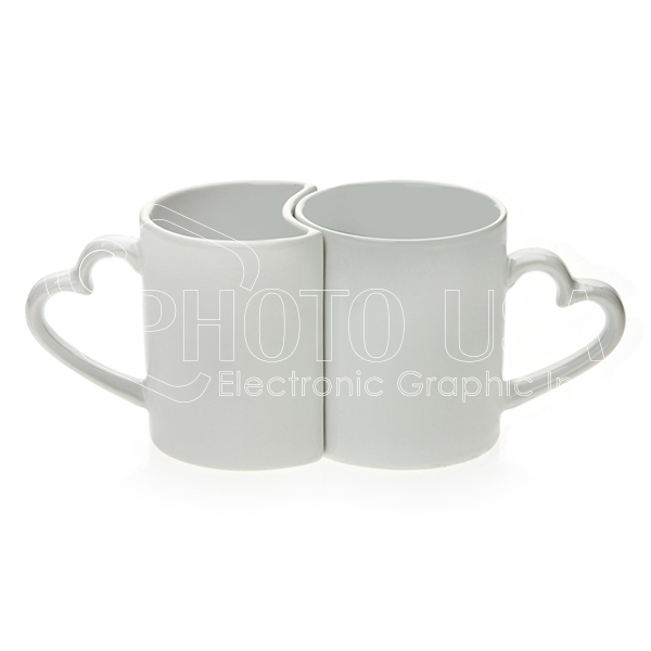 11 oz. White Lover's Mug with Heart Handles
