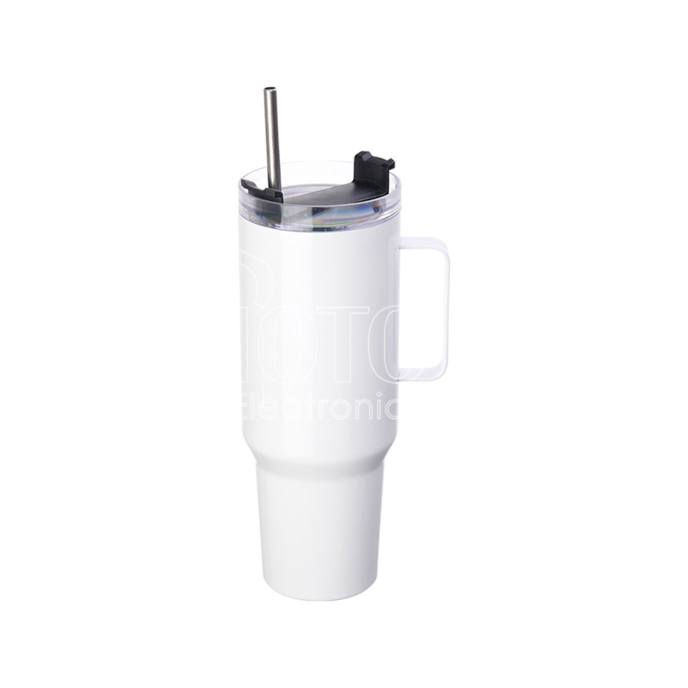 40 oz. Sublimation Stainless Steel Travel Mug with Handle and Straw