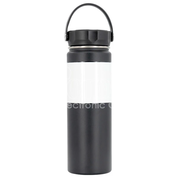 650 ml Sublimation Black Stainless Steel Powder Coated Water Bottle with White Patch
