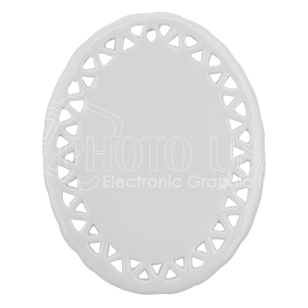 3" Oval Doily with Triangle Trim Christmas Ornament