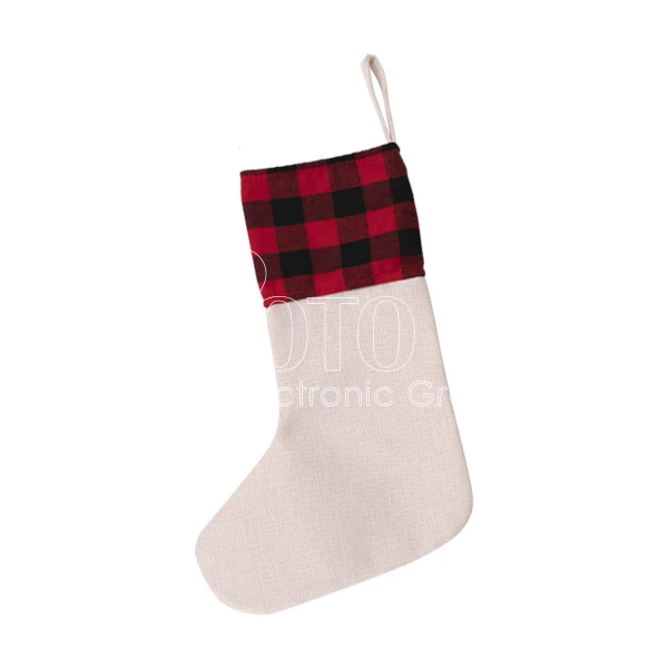 Sublimation Linen Christmas Stockings with Plaid Print