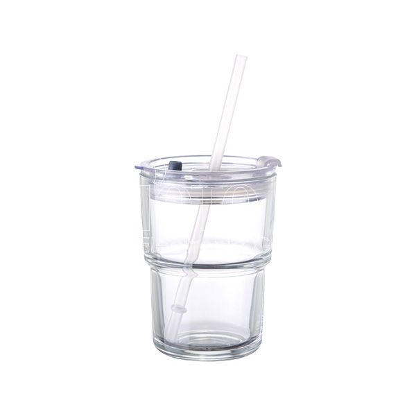 14 oz. Sublimation Glass Cup with Acrylic Cover and Straw