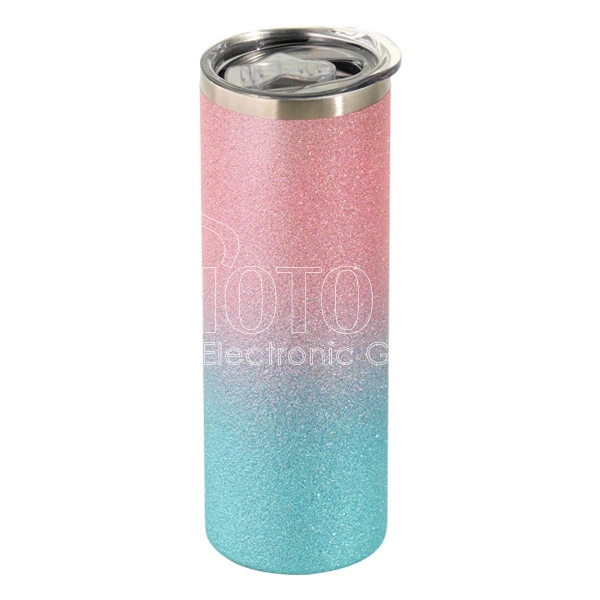 20 oz. Sublimation Glitter Stainless Steel Skinny Tumbler with Lid (in Gradient Colors)