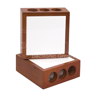 Wooden Pencil Holder with Photo Tile Inserts