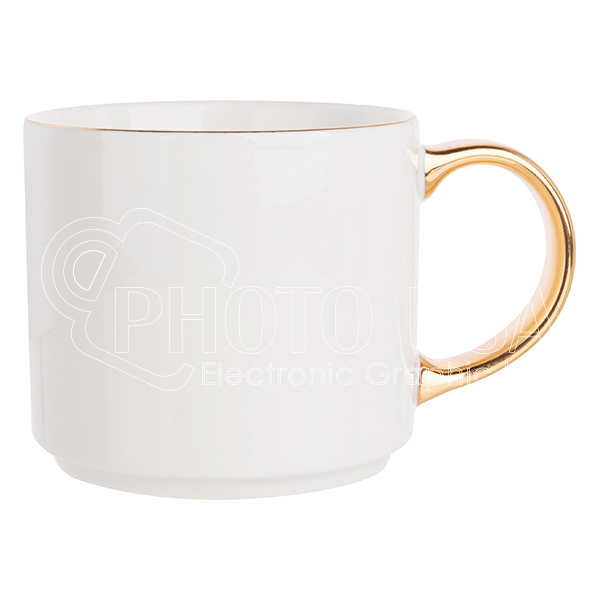 16 oz. Sublimation Rim & Handle Plated Bone China Mug