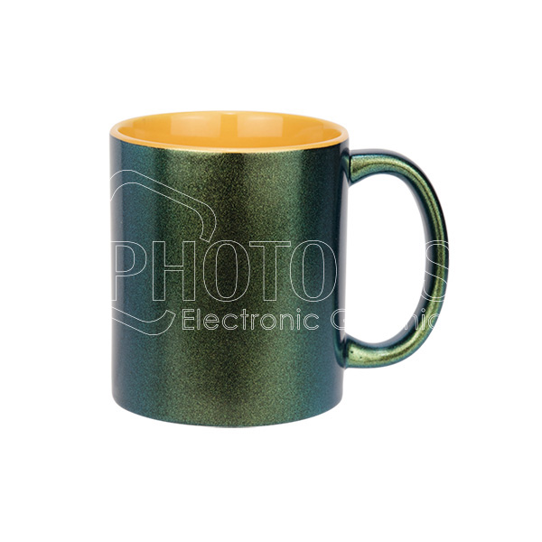 11 oz. Sublimation Neon Glow Paint Two-Tone Mug (Green Outside)
