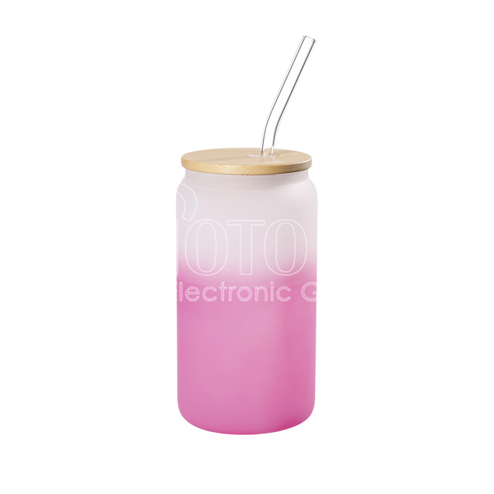 16 oz. Sublimation Cold Color Changing Beer Can Glass with Bamboo Lid and Straw