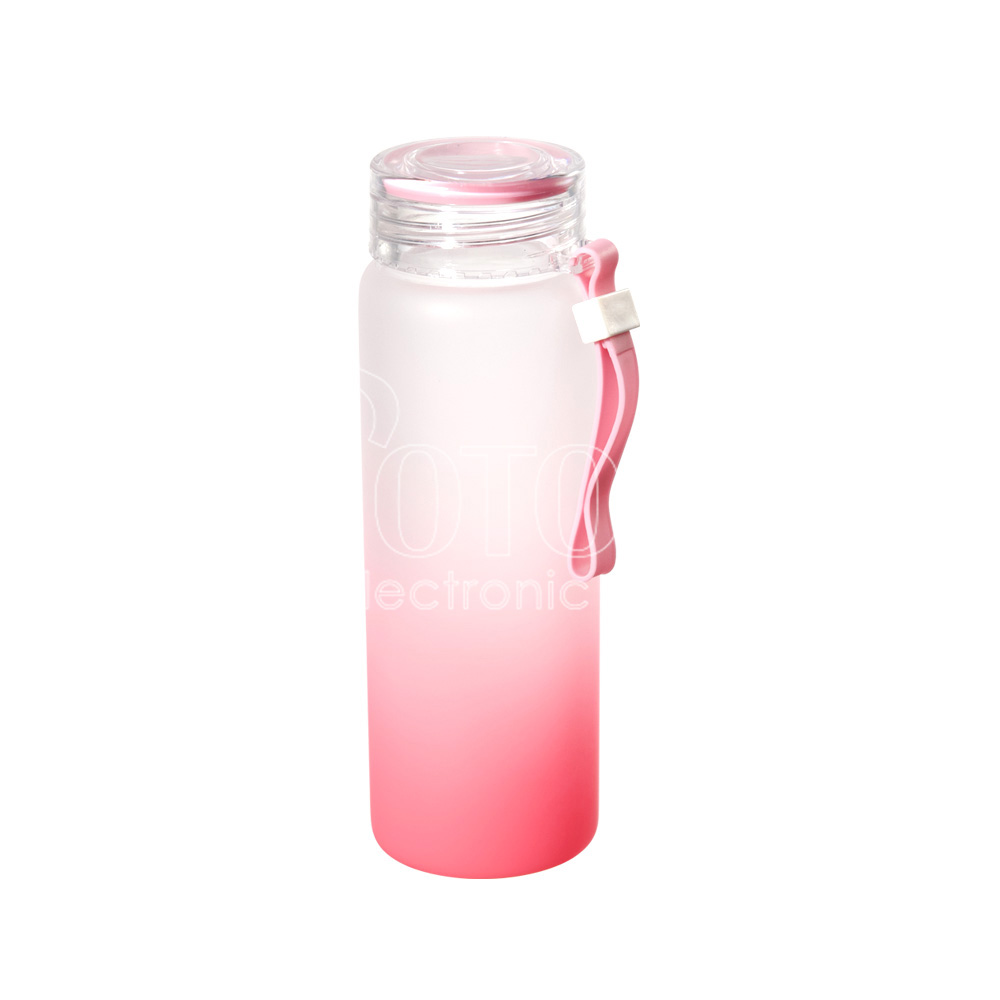 17 oz. Sublimation Ombré Color Frosted Glass Water Bottle with Silicone Handle