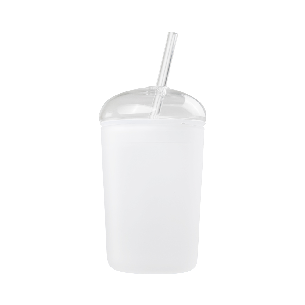 450ml Sublimation Frosted Borosilicate Glass Tumbler with Lid